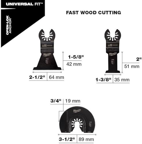 Miniatura 5 de Milwaukee Eléctrica - Open-LOK - Variedad de cuchillas multiherramienta para corte de madera de 3 piezas