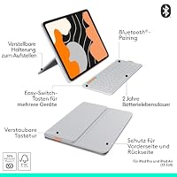 Logitech MX Anywhere 3S for Mac, kompakte kabellose Bluetooth-Maus, 8K-DPI-Abtastung auf jeder Fläche, Flip Folio, Tastatur-Case für iPad Pro 13 Zoll (M4) iPad Air 13 Zoll (M2 und M3), DEU QWERTZ – Ansicht 7