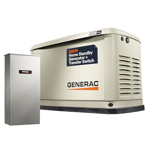 Generac 7043 22kW Air Cooled Guardian Series Home Standby Generator with 200-Amp Transfer Switch - Comprehensive Protection - Smart Controls - Versatile Power - Wi-Fi Connectivity - Bisque