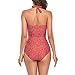 Smismivo Tummy Control Swimwear Halter One Piece Slimming Vintage Retro Swimsuit Womens Ruched Push Up Bathing Suit