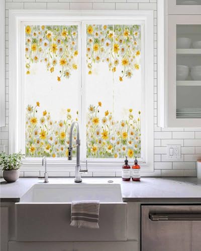 Película decorativa de ventana con margaritas amarillas 17.7"x39.3" miniatura 1