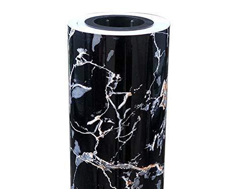 STARLITE ENTERPRISES Black Glossy Marble Self Adhesive Wallpaper for Almirah Cupboard, Floor, Tabletop, Wall, Fridge,Door Decorative Furniture Interior & Renovation(Black Glossy ,16 X 48 Inch)
