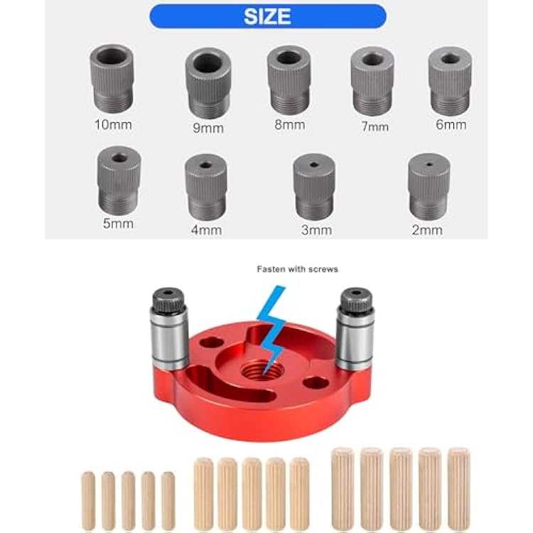 Self Centering Doweling Jig, Dowel Drill Guide 2/3/4/5/6/7/8/9/10mm Handheld Drill Guide for Straight Holes Wood Panel Hole Puncher Locator