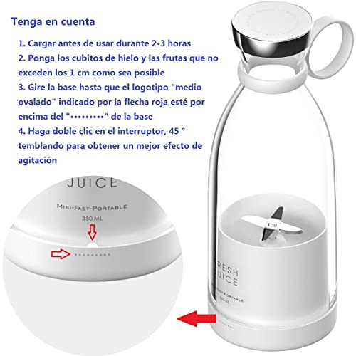 Draagbare Blender Smoothie Maker, 350 ml Draagbare Blender, Blender to go vers sap blender, multifunctionele persoonlijke mini blender voor smoothies of milkshakes, fruit blender - Afbeelding 5