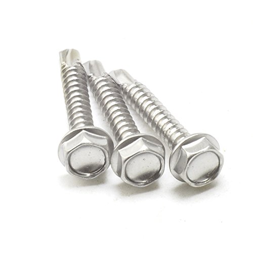 Tornillo auto perforante acero inoxidable #8 hexagonal 100 unidades miniatura 4