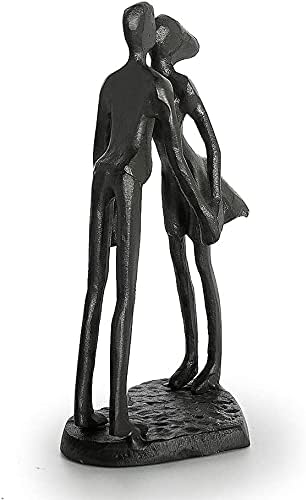 Affectionate Couple Art Iron Sculpture, Passionate Love Figurine Statue Romantic Metal Ornament Home & Office Decoration