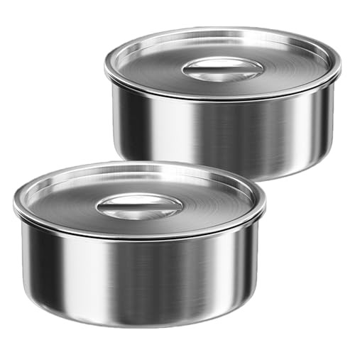 Sosoport 2piezas Cuenco De Vapor Redondo De Acero Inoxidable Con Tapa Para Cocinar Al Vapor y Mezclar Para Picnics Camping y Salsas