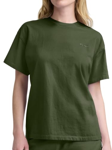Image of Champion Women's Classic Short Sleeve Graphic T-Shirt, Loose Fit, Script Logo