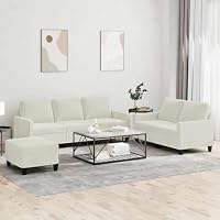 LoogCape Ensemble de canapés 3 pièces en Velours crème avec Coussins pour Salon séjour Chambre Bureau, canapé 
