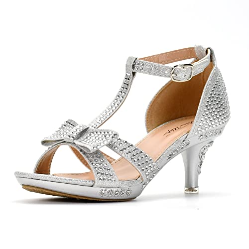 Image of Nova Utopia Toddler Little Girls Low Medium Heel Dress Sandal Flower Girl Shoes (size 9-4)