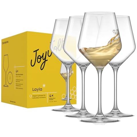 JoyJolt Layla White Wine Glasses, Set of 4 Cover