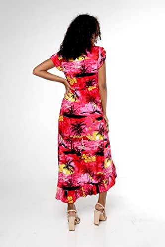 Image of Hawaii Hangover Family Matching Hawaiian Clothes, Sunset Red | Family matching Hawaiian outfits, Sunset Red, lightweight rayon, machine washable, tropical floral print, luaus, cruises
