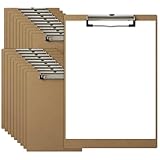 HappyHapi 20 Pack Clipboard 8.5 x 11 Letter Size Clip Boards Bulk, A4 Wooden Hardboard Office Clipboards Pack for Classroom, Work-Meetings, Brown