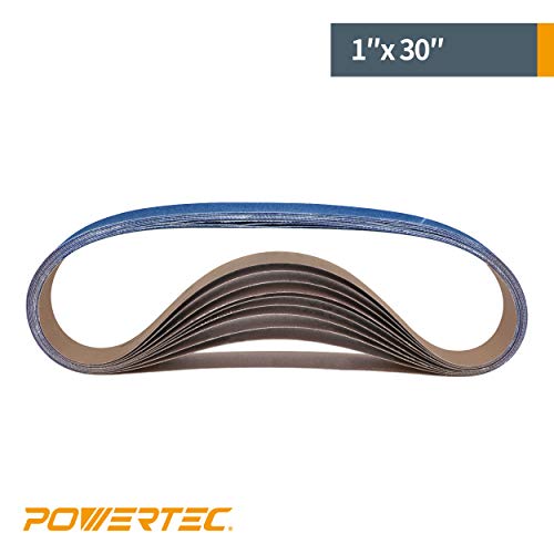 Powertec 413012Z-6 1” X 30” Sanding Belts, 120 Grit Zirconia Metal Grinding Sand Paper – 6 Pack #TOP2