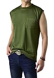 [FLAG ON CREW] (フラグオンクルー) ノースリーブ Tシャツ メンズ 吸汗速乾 タンクトップ 胸ポケット / L1B / L カーキ・KHAKI