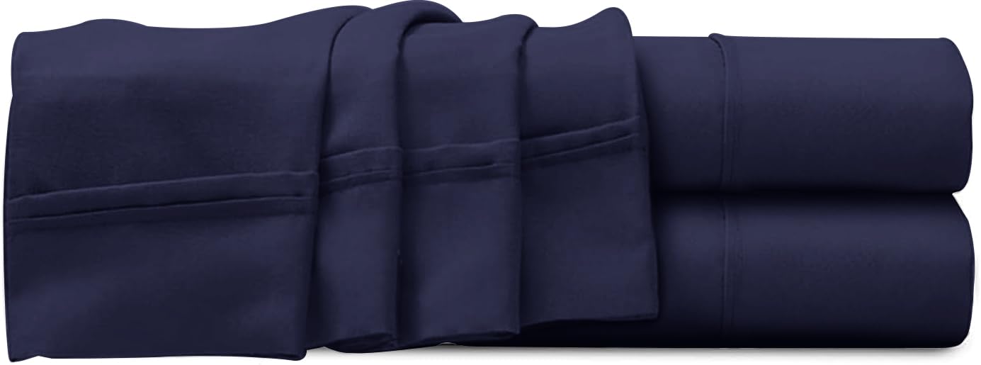 Imperial Rooms King Size Flat Sheet 200 Thread Count 100% Egyptian Cotton 2 Pack Soft Bed Top Sheets Hotel Quality Navy Bed Sheets