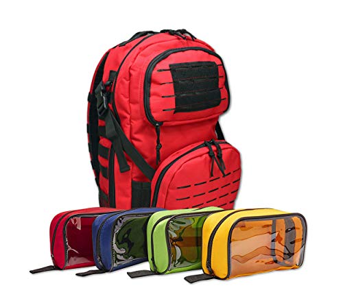 Lightning X Premium Tactical Medic Backpack w/Modular Pouches & Hydration Port (Red) - Lightning X Products