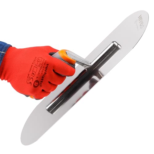 MIVOS Edelstahl Glättekelle 375 x 130 mm - Halbrund - Rostfreie Putzkelle mit ergonomischem Softgriff - Glättbrett für Putz- und Maurerarbeiten - Glättscheibe - MADE IN EU