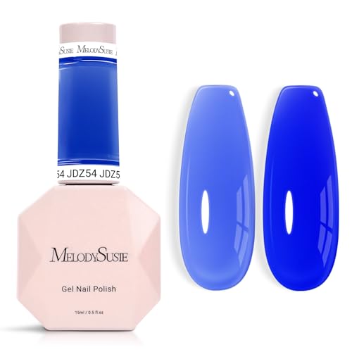 Image of MelodySusie Blue Gel Nail Polish, 0.5Fl.oz Jeweliver Jelly Royal blue Gel Polish Translucent Dark Blue Deep Sheer Color Soak Off U V LED Gel Polish Nail Art Design Manicure Salon DIY At Home JDZ54