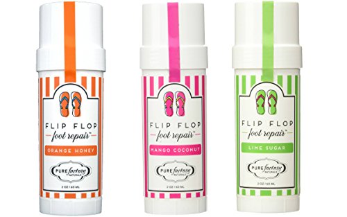 PureFactory Naturals Flip Flop Foot Repair Stick Set of 3 Lime Sugar, Mango Coconut and Orange Honey by Pure Factory