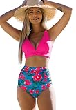 SPORLIKE Women High Waisted Swimsuit Triangle Top Two Piece Bikini Tummy Control Bathing Suit(Floral