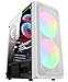 Price comparison product image ionz KZ10W PC MID ATX GAMING CASE WHITE ATX TEMPERED GLASS SIDE WITH 2 160MM RGB FANS