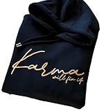 Statement Hoodie Unisex *Karma will fix it* Rosegold - veganer Kapuzenpullover aus nachhaltiger Bio-Baumwolle - für Frauen & Männer
