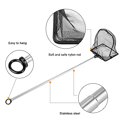 Image of Lpraer Aquarium Fish Net with Extendable Stainless Steel Long Handle Fine Mesh Net for Fish Tank
