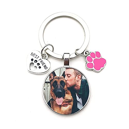Personalized Custom Photo Picture Stainless Steel Pet Memorial Gifts Dog Pendant Key Pet Dog Keychain Jewelry,Custom Keyring for Women Personalised Keyring for Men (D)