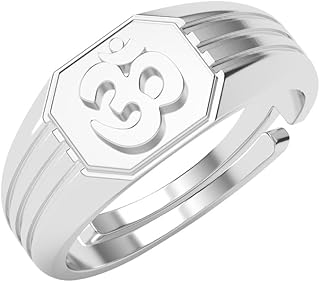 clara Pure 925 Sterling Silver Om Men Ring |Religious, Size Adjustable, Platinum Plated | Gift for Men & Boys-picture-12