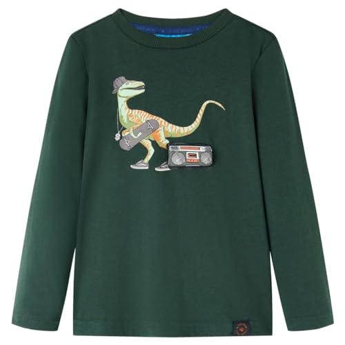Kinder Langarmshirt Dinosaurier Druck Langarm T-Shirt Jungen Dunkelgrün...
