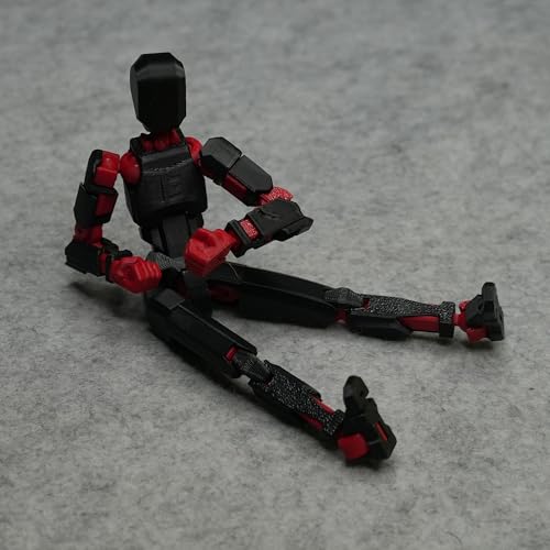 Image of Dummy 13 Action Figure Robot | Fully Articulated 3D Printed Robot Toy | 5.4-inch Collectible Figurine | Matte Finish| Unassembeled (Black-Red)