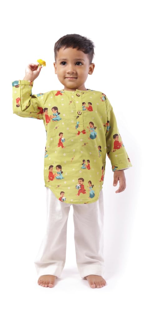 Organic Cotton Unisex Kurta Set Threads of Love- Rakhi Kurta with Pyjama for Toddlers and Infants| Soft and Breathable| Full Sleeves| Double Layered-image-44