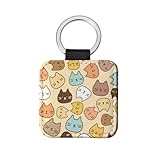 Llaveros de cabeza de gatito azul cielo, llavero de hermano de hermana, llavero de coche, accesorios de bolso, idea de regalo para mejor amiga, mujer, cuadrado