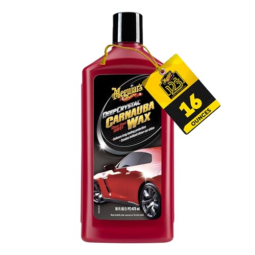 Meguiar's Deep Crystal Carnauba Wax, High-Grade Carnauba Liquid Car Wax for Long-Lasting Protection, Creates a Brilliant Shine and Gloss, Blocks UV Rays, Ideal Step for After Polishing, 16 Oz