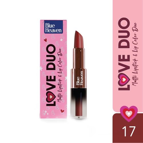 Image of Blue Heaven Love Duo 2 in1 Dual Sided Lipstick for women | Non Transfer| Hydrating and Long Lasting Upto 12 hrs | Soft Matte Finish formula - 17 |1.5ml + 4g