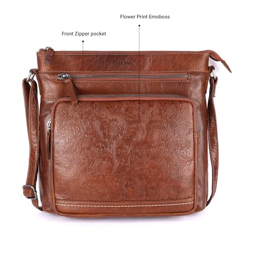 Image of LEDERBUCK Olga Women's Extra-Large Genuine Leather Crossbody Purse - Soft Triple-Zip Shoulder Bag