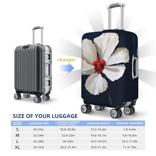 White Flower With A Red Center Vintage Elastic Travel Luggage Covers Dustproof Scratch-Resistant Suitcase Protector Fit 22-24 Inch4