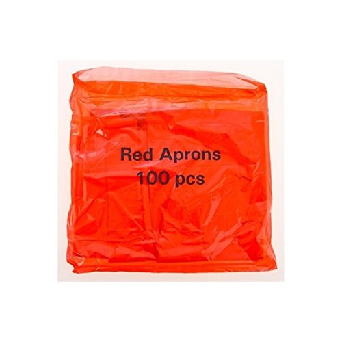 Image of Disposable Red Flat Pack of 100 Aprons Amazing Quality Great Price Fantastic Bargain