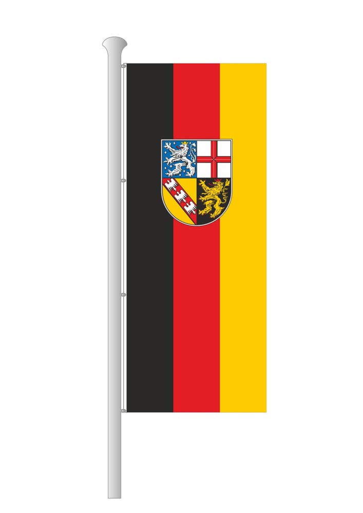 Deitert Bundesland-Flagge Saarland – 150x400 cm Saarland Fahne mit Wappen im Hochformat, Hissfahne aus reißfestem Polyester