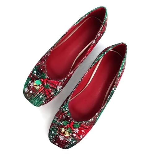 Image of ChaiRong Zhou Women Square Toe Ballets Flats Comfort Slip On Walking Shoes for Driving