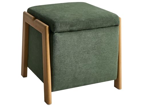 Beliani Pouf Hocker mit Stauraum Stoff grün quadratisch 40x40 cm Polsterhocker 44 cm hoch Edland