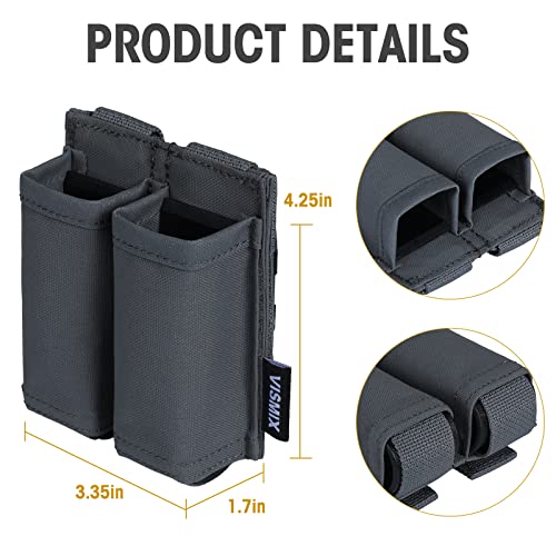 Vismix Pistol Magazine Pouch, Double 9Mm Mag Pouch With Quick Release Kydex Insert And Molle Compatible (Gray) #TOP5