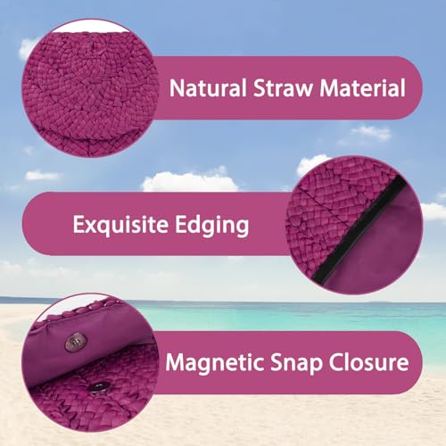 Image of Straw Clutch Bag for Women Envelope Woven Clutch Handbag Summer Beach Purse