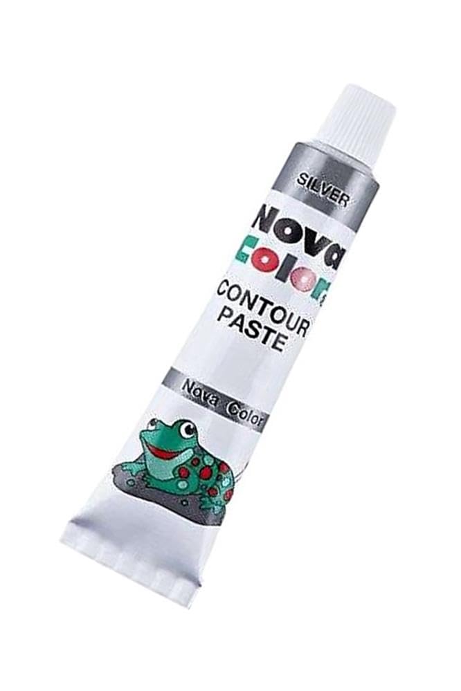 Gümüş Gri Kontür Boyası 25 ml 1 Adet Cam Vitray Boyası Kontur Silver Vitray Çalışması