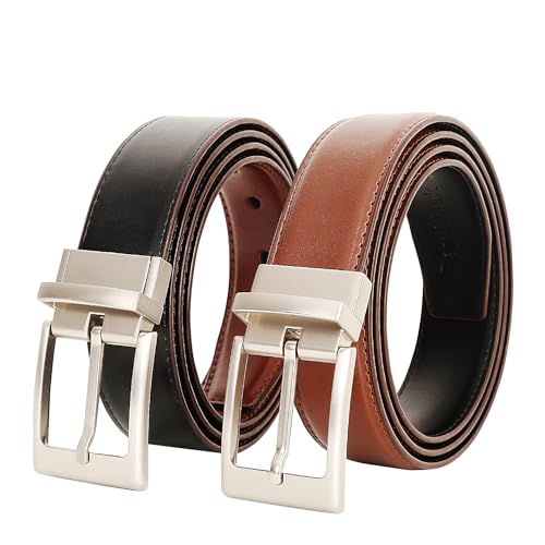 Reversible Mens Belt - 2 Styles in 1,Adjustable 1.25
