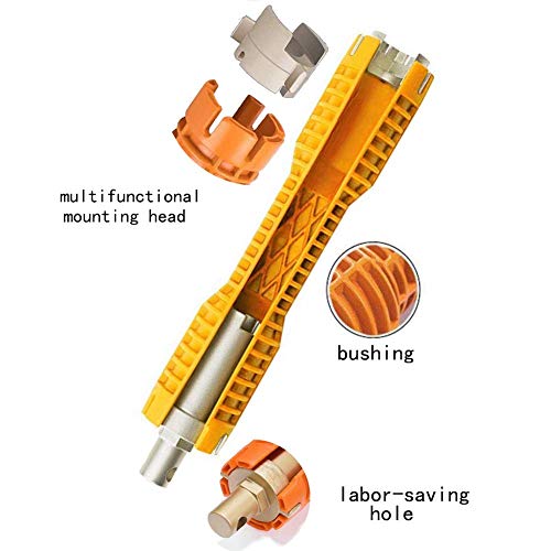 Faucet Wrench Tool With 8 In 1 Sink Basin Multifunctional Water Pipe Spanner Sink Installer Tool for Toilet Bowl/Sink/Bathroom/Kitchen Plumbing and more(Yellow)
