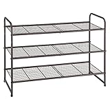 Vontreux 3-Tier Stackable Shoe Rack Organizer, Adjustable & Expandable Shoe Storage Shelf, Wire Grid, Bronze