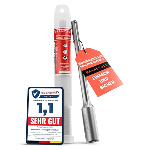 Brandvoll Enfonceur de tarière SDS Max idéal pour enfoncer la terre profonde, les piquets de terre et les tiges Ø intérieur 20 mm, Ø extérieur 30 mm, L 250 mm