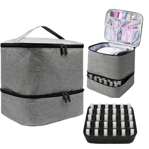 Organizzatore per smalti per unghie, capacità, doppio strato, custodia per smalto, con maniglia e cerniera, borsa per trucco impermeabile, per forniture da viaggio per donne